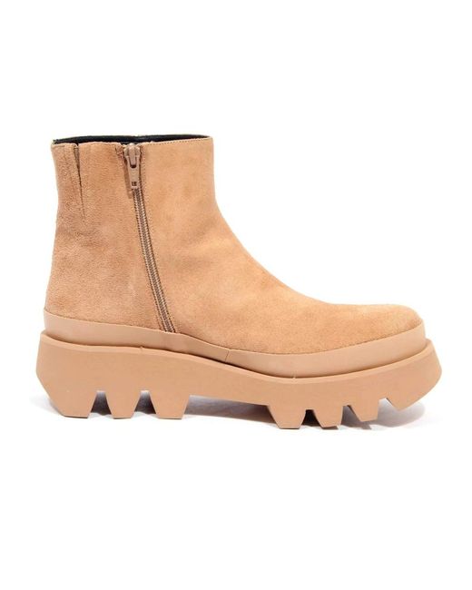 Paloma Barceló Natural Wildleder Stiefeletten Mit Seitlichem Reißverschluss