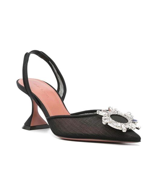 AMINA MUADDI Black Schwarz weiß slingback pumps