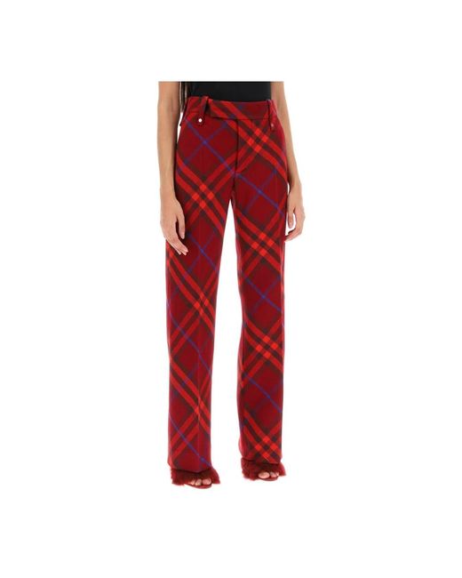 Straight trousers Burberry de color Red