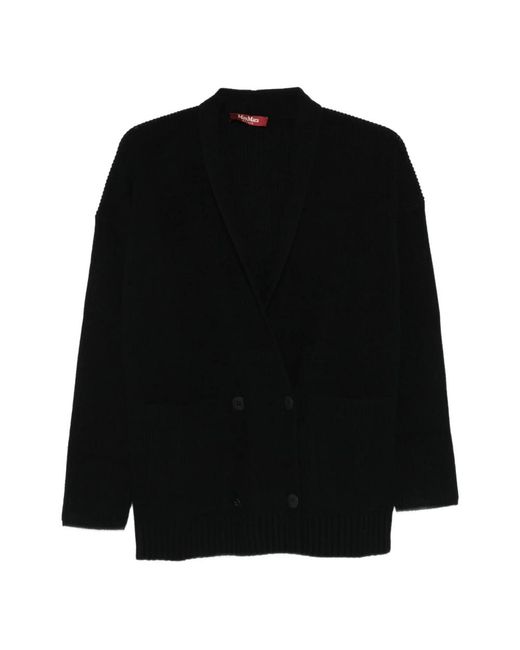 Max Mara Truien & Vesten ,Zwart ,Wol Zwarte Wol Kasjmier Vest V-Hals in het Black