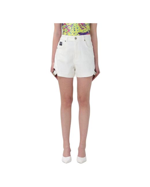 Denim shorts Versace de color White