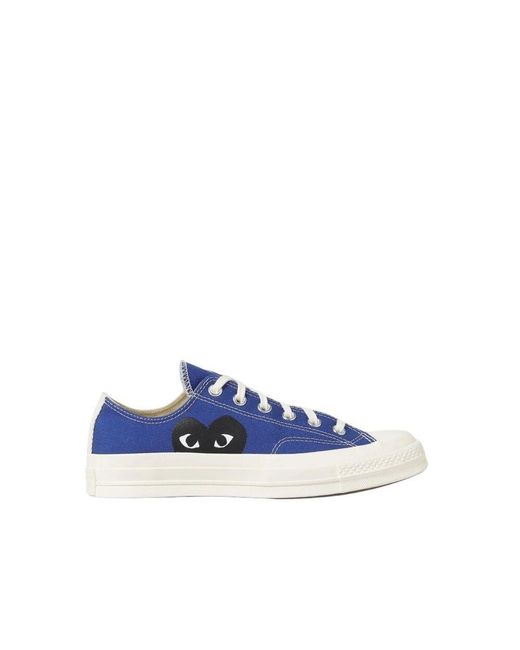 COMME DES GARÇONS PLAY Blue Blaue baumwoll converse sneakers