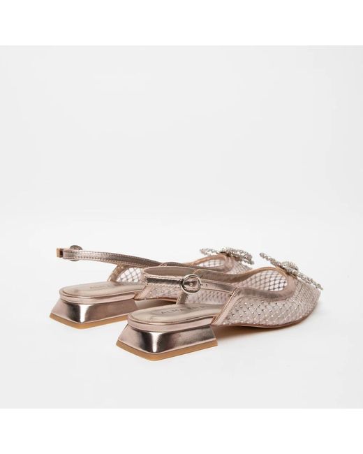 Alma En Pena. Brown Bronze bow sandalen mit strass