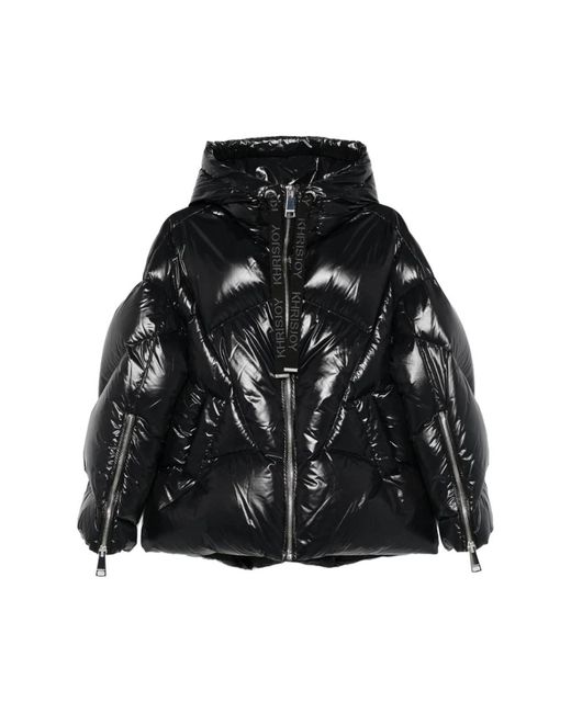 Khrisjoy Black Gepolsterte Schwarze Kapuzenreißverschlussjacke