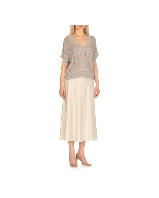 D.exterior Gray Beiger Viskosepullover Mit Gewebtem Muster