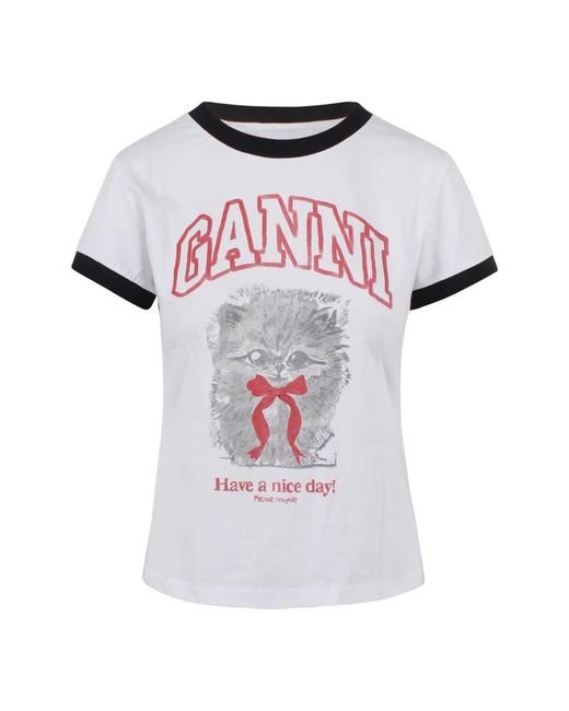 Ganni White T-Shirts