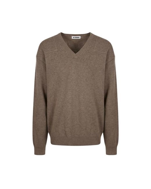 Jil Sander Brown V-Neck Knitwear for men