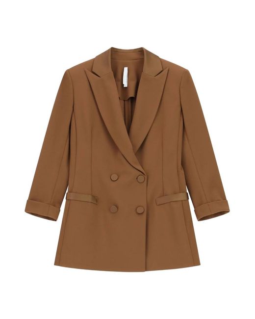 Imperial Jassen ,Bruin ,Polyester Double-Breasted Jacket 3/4 Sleeve in het Brown