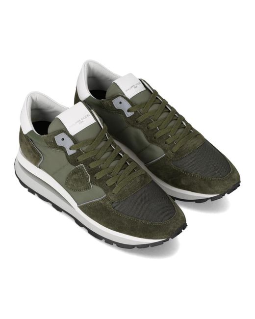 Philippe Model Schoenen ,Groen ,Katoen Sneakers Trpx Haute Running in het Green voor heren
