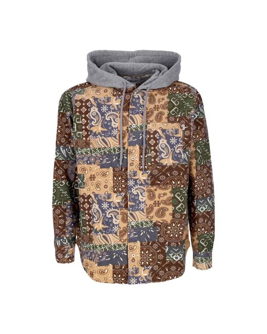 Huf Jassen ,Veelkleurig ,Katoen Patchwork Cord Hooded Jacket in het Gray