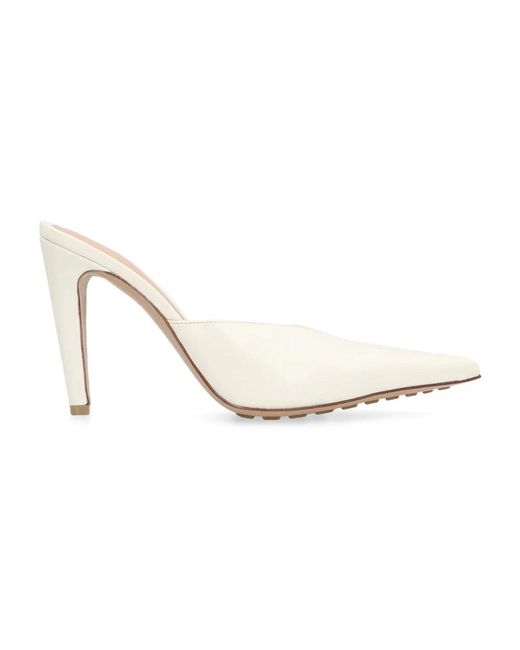 Bottega Veneta White Heeled Mules