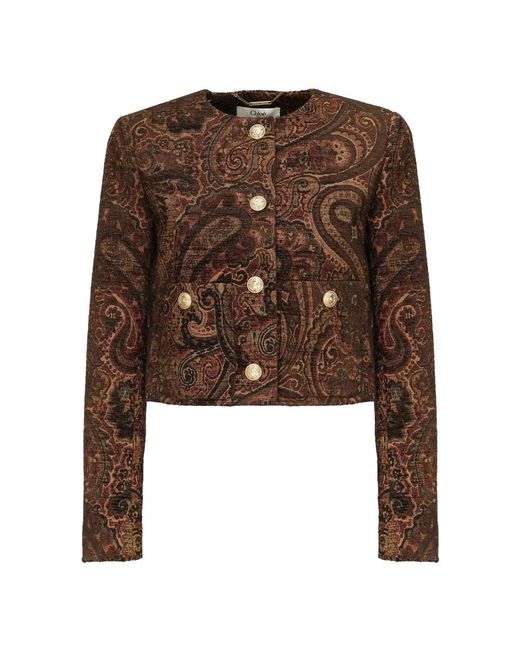 Chloé Brown Jacke Aus Seide Und Baumwollmischung Mit Knopfleiste