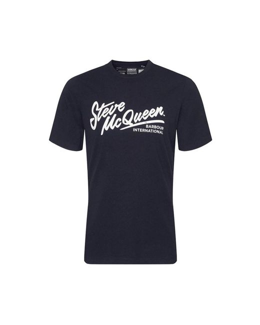 Barbour Tops ,Zwart ,Katoen Zwarte Katoenen T-Shirt Mts 1248 in het Blue voor heren