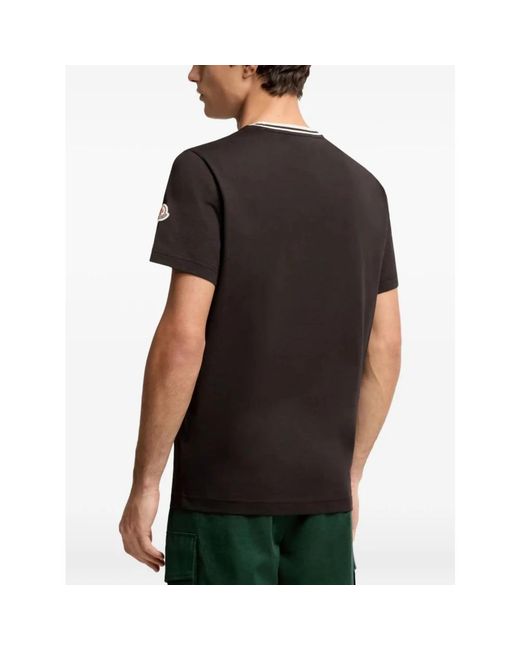 Moncler Tops ,Zwart ,Katoen T-Shirts En Polo's Zwart in het Black voor heren