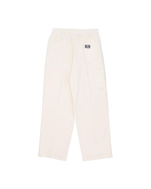 Obey Broeken ,Katoen Canvas Broek Dubbele Stof Knie Rechte Pijp in het White voor heren