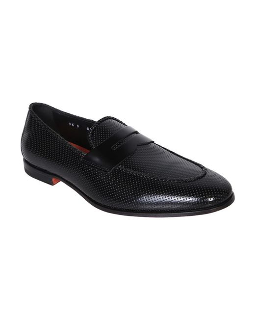 Santoni Black Loafers for men