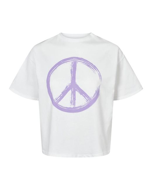American Dreams Tops ,Wit ,Katoen Witte Peace Katoenen Cropped Top in het Blue