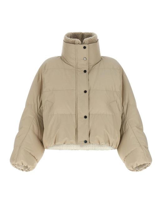 Brunello Cucinelli Cropped Down Jacket in het Natural