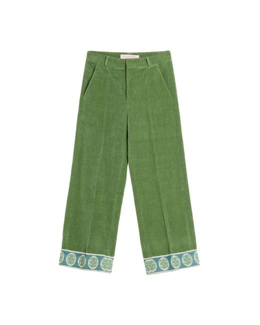 Valentino Grüne Samthose Mit Bestickten Details in Green für Herren