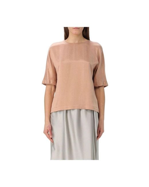 Giorgio Armani Natural Seidenes Lockeres Top Grau Frau