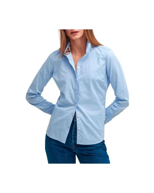 Barbour Overhemden ,Blauw ,Katoen Vrouwelijke Oxford Overhemd Met Verfijnde Details in het Blue