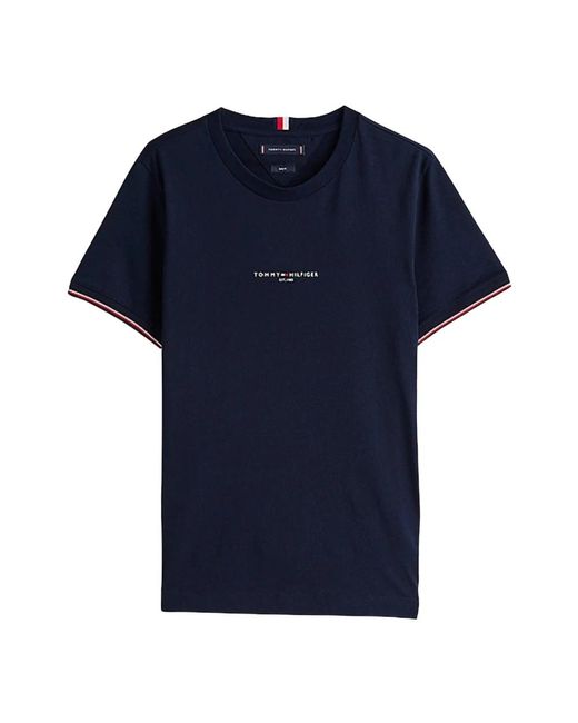 Tommy Hilfiger Logo Tipped Tee Retro Stil in Blue für Herren