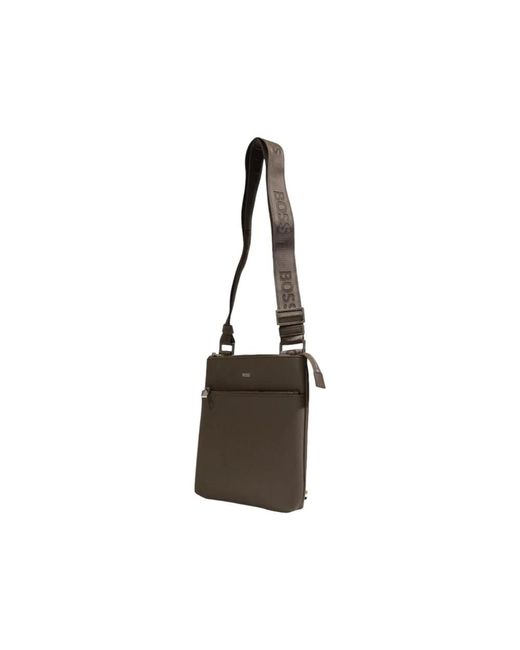 HUGO Leder Schultertasche Taupe in Brown für Herren