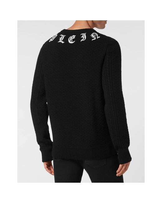 Philipp Plein Pullover Ronde Hals Monogram in het Black voor heren