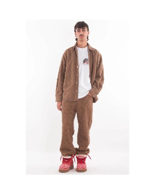 Haikure Jassen ,Denim Belty Fur Denim Oversize Shirt in het Brown voor heren