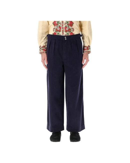 Bode Blue Wide Trousers for men