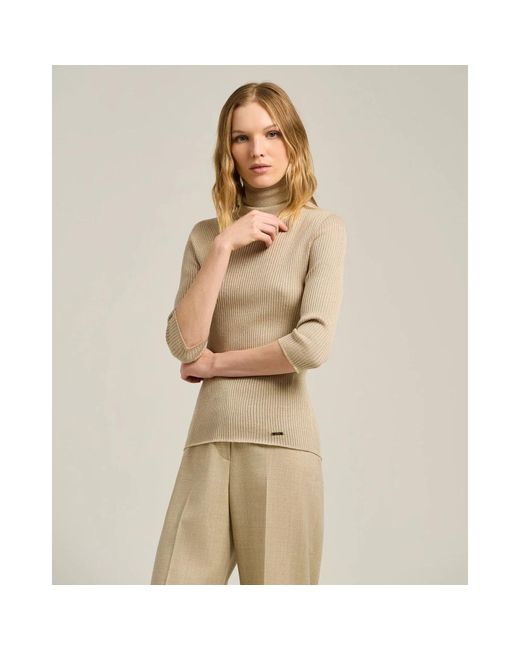 Kiton Truien & Vesten ,Wol Wol Polo Hals Top in het Natural