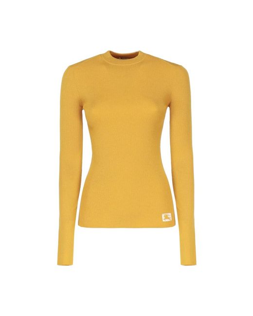 Round-Neck Knitwear di Burberry in Yellow