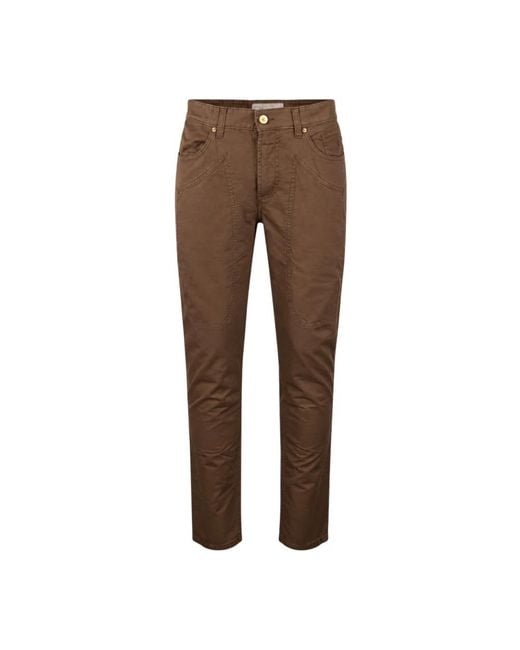 Jeckerson Brown Slim-Fit Trousers for men