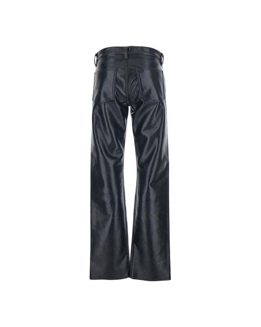 Agolde Broeken ,Zwart ,Leer Rechte Leren Broek Met Stretch in het Blue