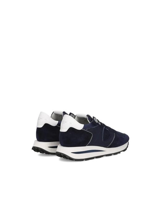 Philippe Model Marineblaue Wildleder Mesh Sneakers in Blue für Herren