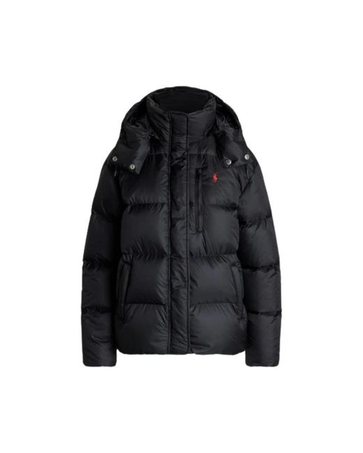 Polo Ralph Lauren Jassen ,Zwart ,Nylon Gewatteerde Waterdichte Donsjas in het Black
