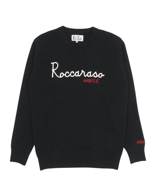 Mc2 Saint Barth Black Round-Neck Knitwear for men