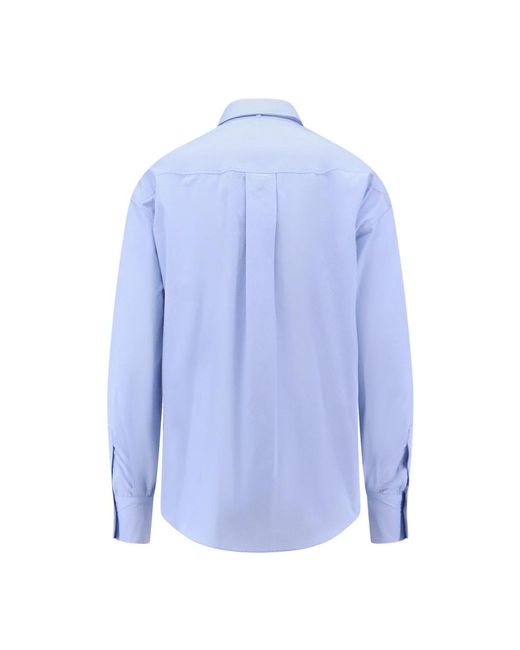 Brunello Cucinelli Overhemden ,Blauw ,Katoen Lichtblauw Overhemd Met Parelmoerknopen in het Blue