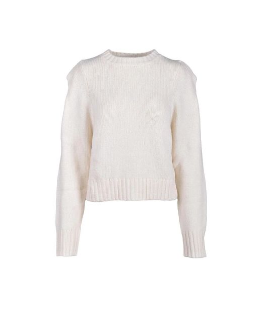 WEILI ZHENG White Round-Neck Knitwear