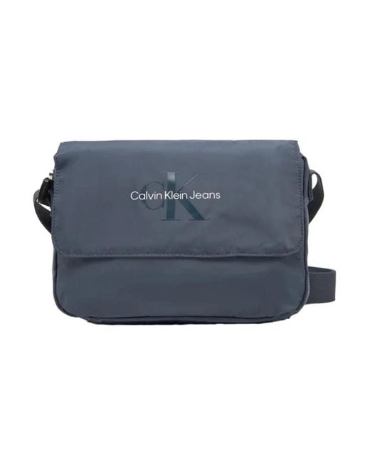 Calvin Klein Blaue Umhängetasche Mit Druckknopfverschluss in Blue für Herren