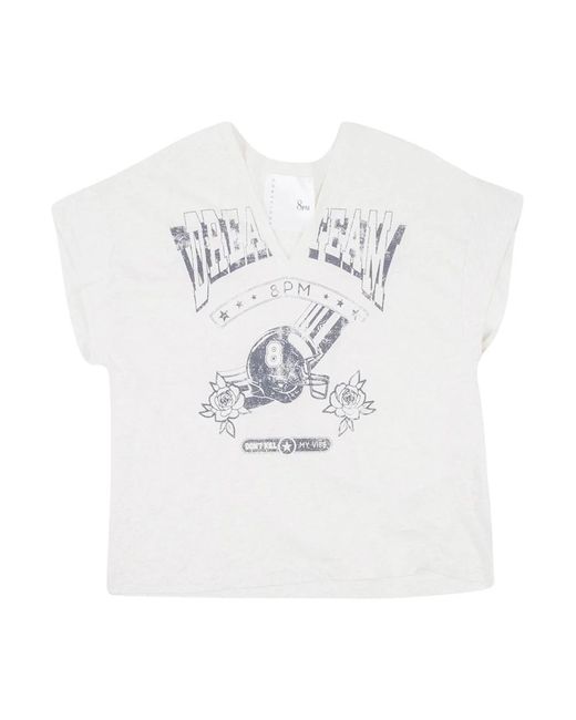 Tshirt in jersey con stampa di 8pm in White