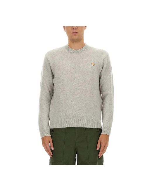 Maison Kitsuné Gray Round-Neck Knitwear for men