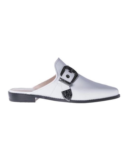 Stuart Weitzman Blue Weiße Leder-Mules