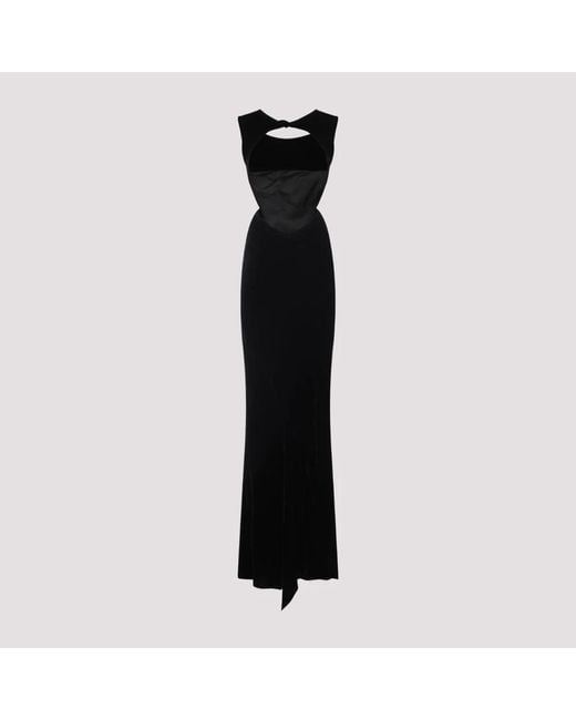 Rick Owens Black Evening Dress With Deep V-Neckline And Cutou