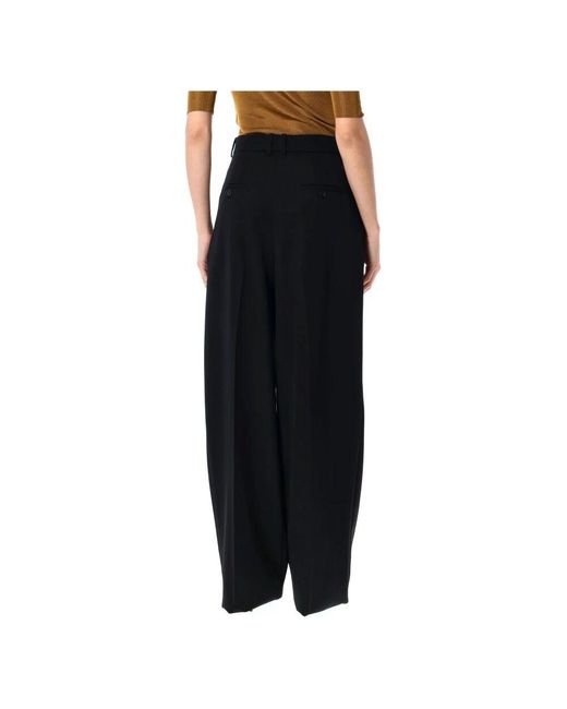 Saint Laurent Black Schwarze Weite Wollhose