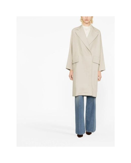 Max Mara Mescal Double-Breasted Duster Coat in het Natural