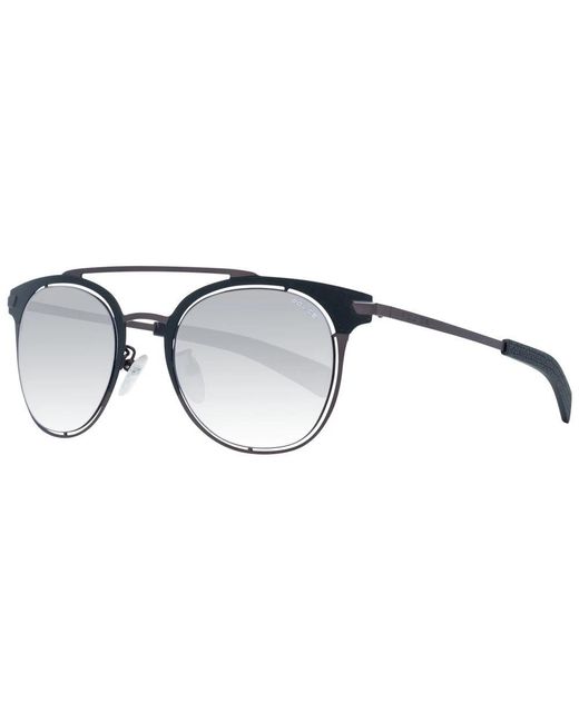 Police Schwarze sonnenbrille rund verspiegelt in Black für Herren