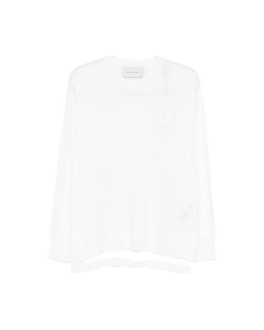 AMI White Round-Neck Knitwear