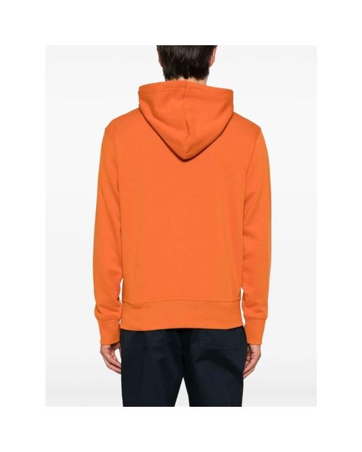 Felpa con cappuccio logo arancione cotone di Boss in Orange da Uomo