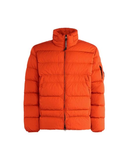 C P Company Schwarze Daunenjacke Mit Versteckter Kapuze in Orange für Herren